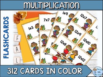 Fall Multiplication Flashcards | 0-12