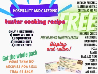 Hospitality and Catering Foolproof Recipe for 50–60 min. Lesson Taster FREE