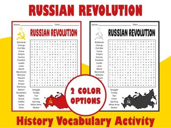Russian Revolution Word Search Puzzle | History Vocabulary Activity