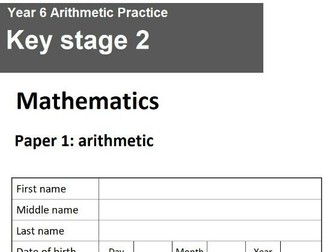 KS2 Arithmetic Paper Generator - Mathematics SATs Paper 1