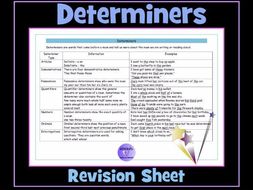 ks2 sats english grammar resource determiners revision sheet by