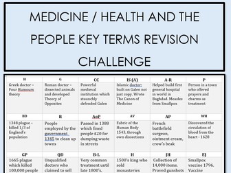 MEDICINE Key Terms Revision Challenge - GCSE History