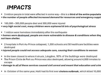 Haiti Earthquake 2010 AQA GCSE and A Level Geography Case Study Powerpoint