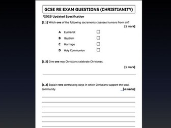 2025/26 AQA GCSE RE Exam Questions (Christianity) - Practices