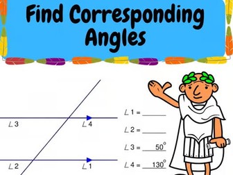 Geometry  Angles Worksheet - Find the missing corresponding angles