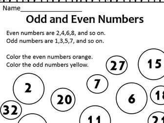 Odd and Even Numbers Worksheet - Distance Learning