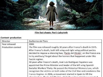 Pan's Labyrinth Fact sheet- A level Eduqas Film Studies