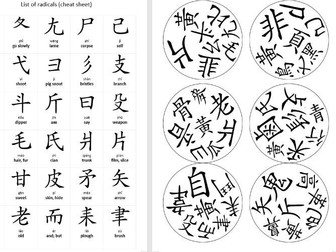 Chinese Radicals Matching Game Level III: 57 advanced radicals