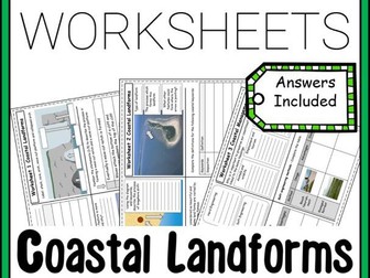 Coastal Landforms, Longshore Drift, Stacks and Sea Defences Worksheets