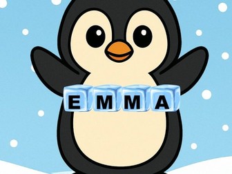 Editable Craft Name Penguin - Winter Activities