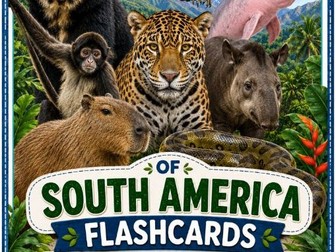 South American Wild Animals Flashcards 20 South American Printable Animal Cards with Fun Facts