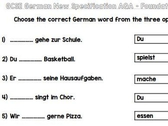 GCSE German  Foundation Grammar 2024 AQA