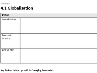 Business 4.1 Globalisation A3 Revision Worksheet