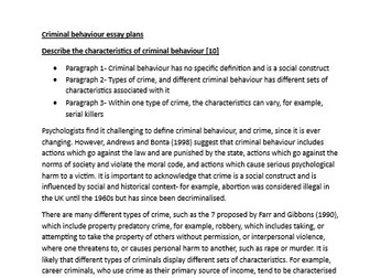 Eduqas A-level psychology essay plans- Criminal behaviour