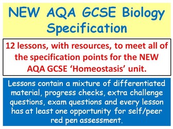 NEW AQA GCSE Biology - 'Homeostasis' lessons