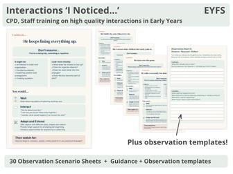 'I Noticed...' High‑Quality Interactions, EYFS CPD and Staff Training