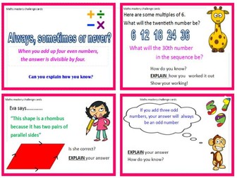 Maths challenge mastery cards