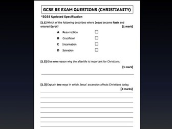 2025/26 AQA GCSE RE Exam Questions (Christianity) - Key Beliefs