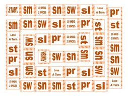 Phonics Consonant Blends sm-sn-sw-sl-pr-st Text Board Game