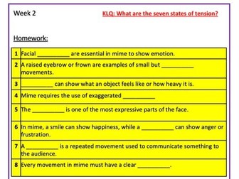 KS3 Year 7 Drama Homework Booklets
