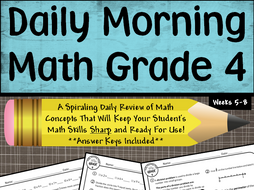 Daily Morning Math Grade 4 {Weeks 5-8}