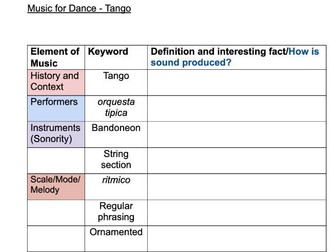 Tango - Keywords (iGCSE Music)