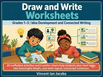 Draw and Write Worksheets Grades 1–3 | Sentence Writing & Idea Development