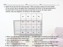 Friendship Activities Magic Square