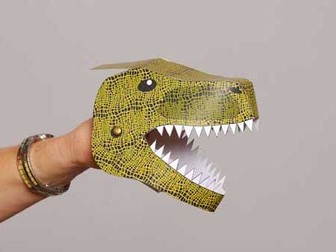Cut-out dinosaur hand puppet (T-rex)