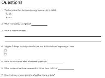 Earthstorm: Hurricanes worksheet