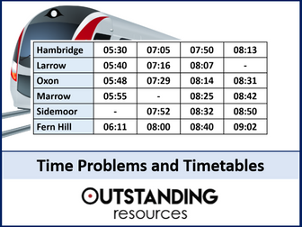 Time Problems and Timetables Activity and Lesson