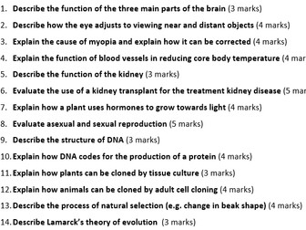 AQA Biology Paper 2 (Triple Content Only) Sample Questions and Model Answers