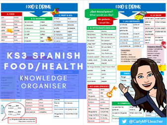 KS3 Spanish Food/Drink/Health Topic Knowledge Organiser