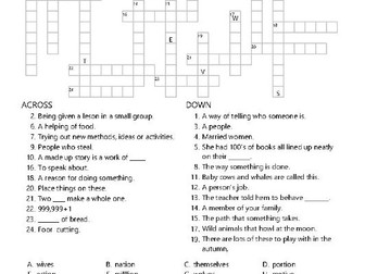 Crossword with ves and ion at the end