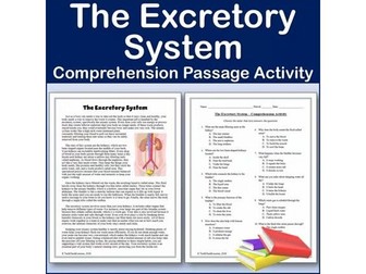 The Excretory System - Biology Reading Comp Passage & Activity | Editable