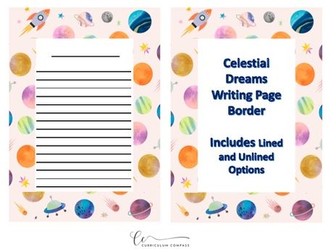Celestial Dreams Space Writing Page Border: Lined and Unlined Options