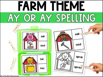 Spring AI & AY Vowel Team Clip Cards | March Long A Sort Phonics Review Activity
