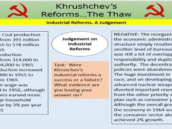 Khrushchev's Reforms - The Thaw - Agricultural and Industrial and Cultural Reforms