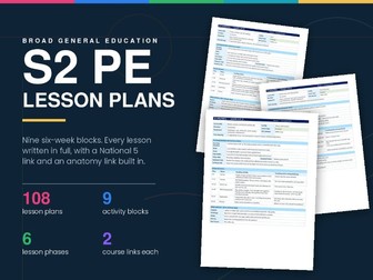 S2 PE Lesson Plans | 108 Full Plans, 9 Activity Blocks | BGE with National 5 Links