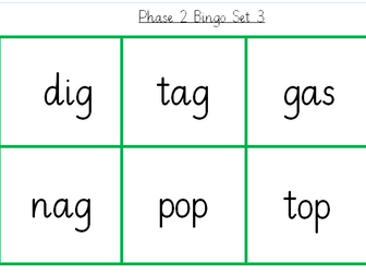 Phonics bingo set phase 2 (set 3)