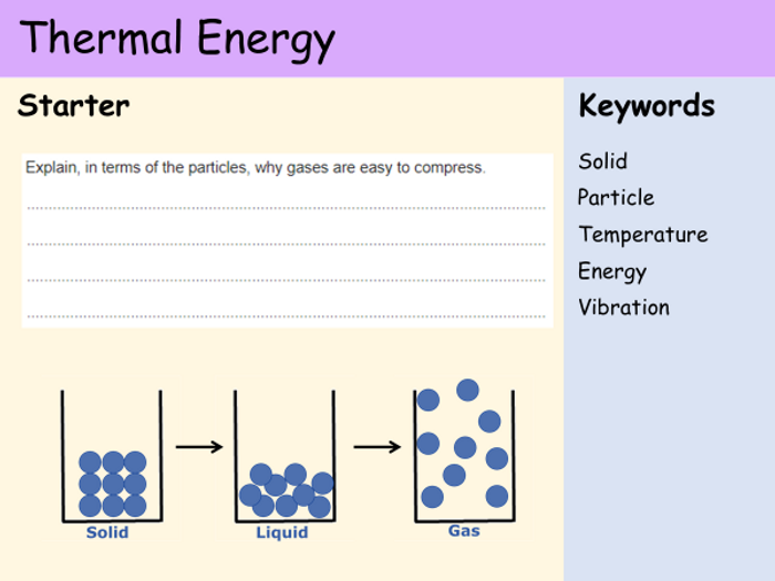 KS3 Heat And Energy - Lesson 2 - Thermal Energy | Teaching Resources