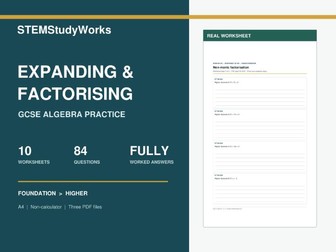 GCSE Expanding & Factorising Worksheets