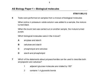 AS Biology Biological Molecules topical