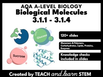 Biological Molecules Part 1 AQA A-level Biology Powerpoint | Carbohydrates | Lipids | Proteins