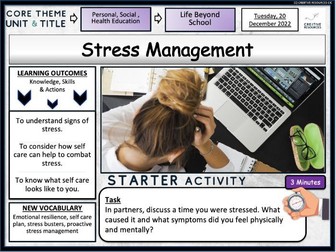 Stress Management + Self Care PSHE