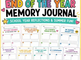 End of the School Year Memory Book & Summer Activities Drawing Worksheets