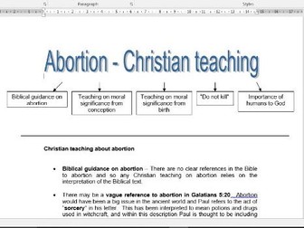 Information sheets on Biblical and Church teaching & Abortion