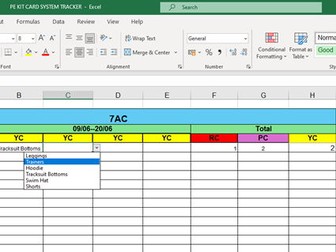 PE Kit Tracker with Yellow, Red & Pink Card System