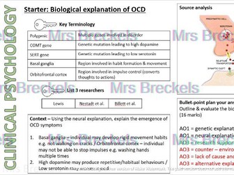 Clinical Psychology (AQA A-level Psychology 2025-) - Recap starter/do now worksheets with answers