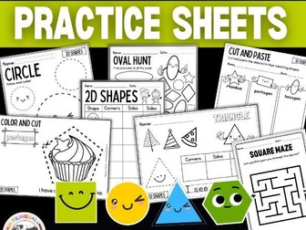 Identify 2D Shapes: 2D Shapes Practice Sheets for Preschool, Pre-K, Kindergarten